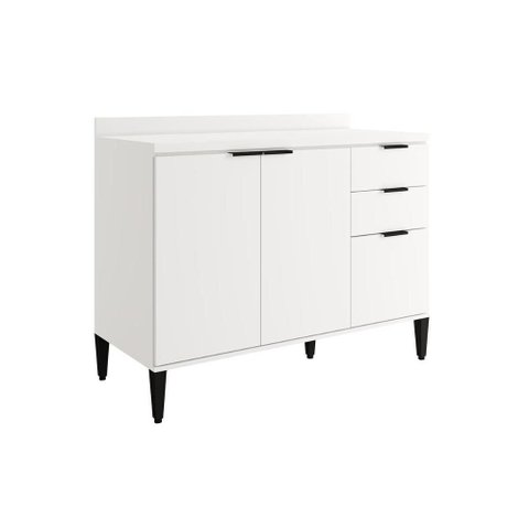Gabinete de Cozinha Modulado Balcão Alpha 2506 3 Portas e 2 Gavetas S/tampo 120cm Branco - Carraro