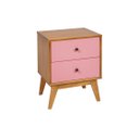 Ver imagem 1 de Mesa de Cabeceira Retrô 2 Gavetas - Rosa