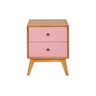 Mesa de Cabeceira Retrô 2 Gavetas - Rosa - 2