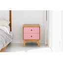 Ver imagem 3 de Mesa de Cabeceira Retrô 2 Gavetas - Rosa