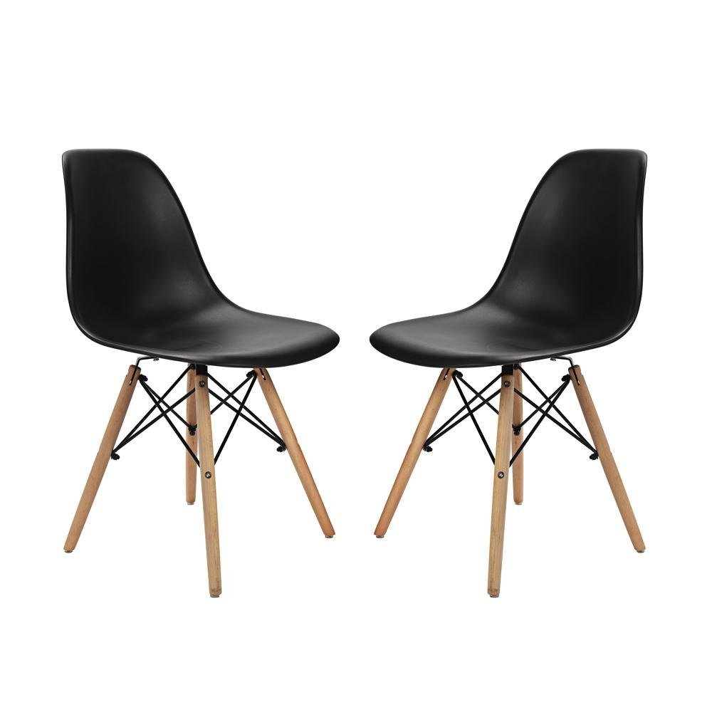 Conjunto com 2 Cadeiras Eames Prizi Lake - Preta