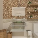 Ver imagem 2 de Gabinete de Vidro 90cm Ac Cuba Oval Branco