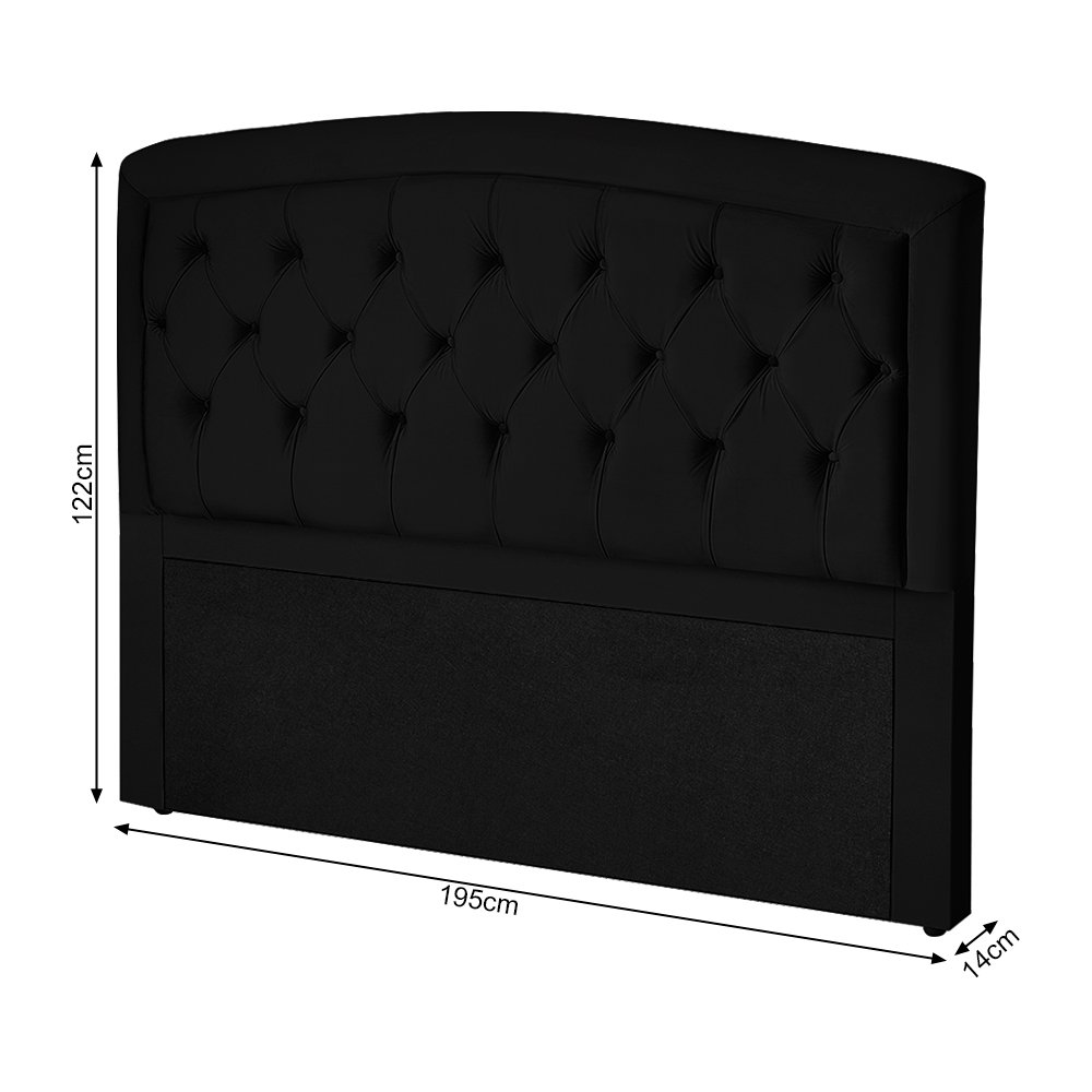 Cabeceira para Cama Queen Estofada Florença 1,95m Preto - 3