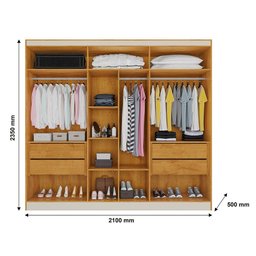 Guarda Roupa Oslo 6 Portas 4 Gavetas com Espelho Mdf - Mademarcs - 5