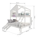 Ver imagem 3 de Beliche Casinha com Janela Casal/solteiro com Escada/escorregador Madeira Maciça Branco Housin