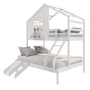 Ver imagem 4 de Beliche Casinha com Janela Casal/solteiro com Escada/escorregador Madeira Maciça Branco Housin