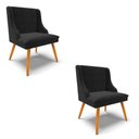 Ver imagem 1 de Kit 2 Cadeiras Estofadas para Sala de Jantar Pés Palito Lia Suede Preto - Ibiza