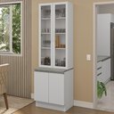 Ver imagem 1 de Kit Balcão + Cristaleira 70cm Branco Glamy Madesa 01 Branco