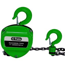 Talha Manual 1 Tonelada 1000 Kg com Corrente 5 Metros Trato - 7