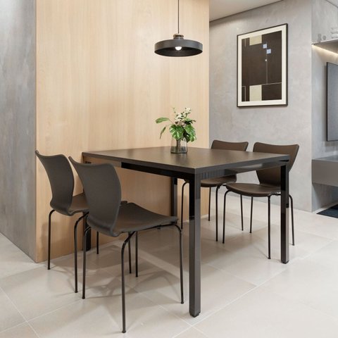 Conjunto Sala de Jantar 4 Lugares Retangular Tampo MDF 120x85cm Mesa Smart com Cadeiras Mono Preto