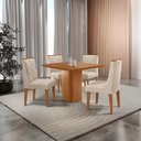 Ver imagem 1 de Mesa de Jantar Eloise 90cm Tampo Canto Copo Mdf Laminado com 4 Cadeiras Isadora Moderna Mobília