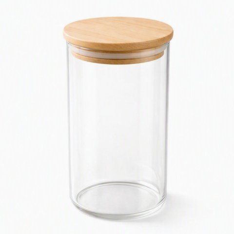 Pote de Vidro 1300ml Borossilicato com Tampa de Bambu