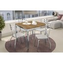 Ver imagem 1 de Conjunto Mesa de Cozinha Reno com Tampo de Madeira 90cm e 4 Cadeiras Portugal Cromada Branco 106