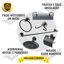 Ver imagem 2 de Kit Acessório para Banheiro Aço Inox 5 Peças + 2 Porta Shampoo Vidro Retangular Preto Fosco Cód. 994
