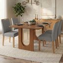 Ver imagem 2 de Mesa de Jantar Valentina Mdf com 4 Cadeiras Estofadas Linho Grafite Molci