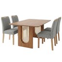 Ver imagem 1 de Mesa de Jantar Valentina Mdf com 4 Cadeiras Estofadas Linho Grafite Molci