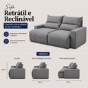 Ver imagem 3 de Sofá Viena Retrátil e Reclinável 250m - Cinza