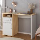 Ver imagem 2 de Mesa Escrivaninha Home Office 110cm Ally A06 Carvalho/branco - Mpozenato