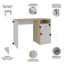 Ver imagem 3 de Mesa Escrivaninha Home Office 110cm Ally A06 Carvalho/branco - Mpozenato