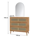 Ver imagem 3 de Cômoda com Espelho 3 Gavetas 105cm Mdf Dalla Costa Casa Lar Cor:freijó com Preto Fosco
