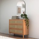 Ver imagem 1 de Cômoda com Espelho 3 Gavetas 105cm Mdf Dalla Costa Casa Lar Cor:freijó com Preto Fosco