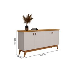 Buffet / Aparador / Balcão / Balcão ABS 4 Portas Modelo Retrô Com Puxadores em Couro e Prateleiras I - 2