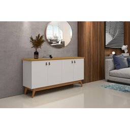 Buffet / Aparador / Balcão / Balcão ABS 4 Portas Modelo Retrô Com Puxadores em Couro e Prateleiras I - 1