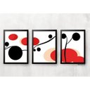 Ver imagem 1 de Kit 3 Quadros para Casa - Geométrico Vermelho