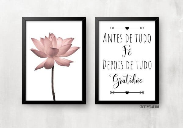 Kit 2 Quadros para casa - Fé e Gratidão - 1