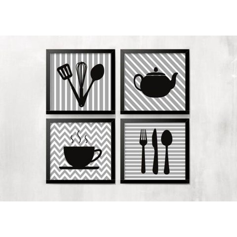 Kit 4 Quadros Cozinha