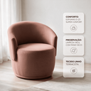 Ver imagem 4 de Poltrona Giratória Orgânica Decorativa Capri Linho Suave Redonda Leitura Sala Quarto Recepção Hall:T