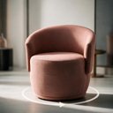 Ver imagem 2 de Poltrona Giratória Orgânica Decorativa Capri Linho Suave Redonda Leitura Sala Quarto Recepção Hall:T