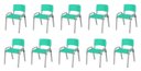 Ver imagem 1 de Kit 10 Cadeira Iso Infantil Creche, Escola Base Cinza Verde Água
