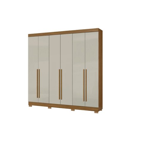 Guarda Roupa 230cm Casal 6 Portas 2 Gavetas - Atacama/ Areia  Aramóveis