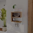 Ver imagem 1 de Porta Chaves Dublin de Parede com 6 Pinos Branco e Freijo