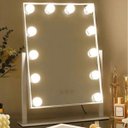 Ver imagem 1 de Espelho Camarim Grande 12 Lampadas LED 3 Tons Bilho Ajustavel Base Antiderrapante Rotaçao 360 Graus 