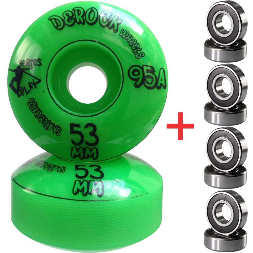 Roda De Skate Derock 53mm 95A Play + Rolamento - Play 53mm Verde - 2