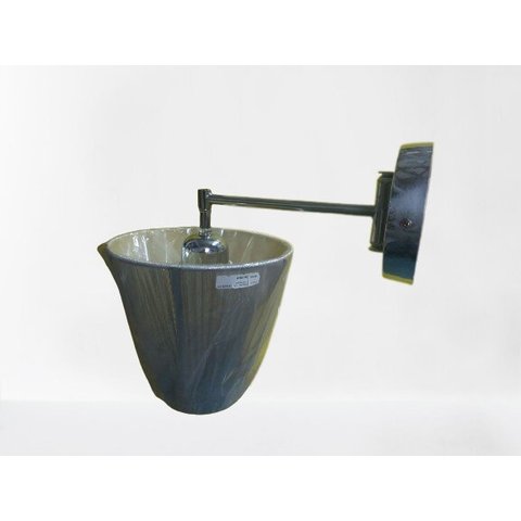 Arandela Parede Luminária Lustre Com Cupula Tecido Prata - OUTLET Decorshop