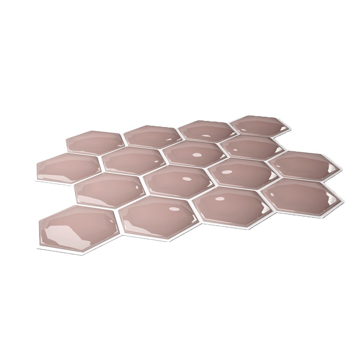 Pastilha Hexagonal Rosé Gold com Rejunte Branco Lavável Banheiro Cozinha Sala - 3