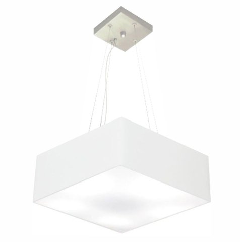 Lustre Pendente Quadrado Vivare Md-4194 Cúpula em Tecido 12/40x40cm - Bivolt - Branco - Bivolt