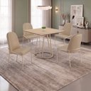 Ver imagem 1 de Conjunto para Sala de Jantar Mesa Ômega Tampo Quadrado 90x90 com 4 Cadeiras Rubi