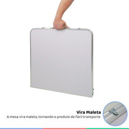 Mesa Camping Praia Dobrável Vira Maleta 120x60cm Acampamento com 4 Bancos Dobráveis Leve Portátil Co - 4