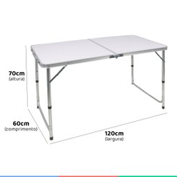 Mesa Camping Praia Dobrável Vira Maleta 120x60cm Acampamento com 4 Bancos Dobráveis Leve Portátil Co - 5