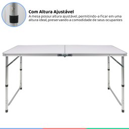Mesa Camping Praia Dobrável Vira Maleta 120x60cm Acampamento com 4 Bancos Dobráveis Leve Portátil Co - 2