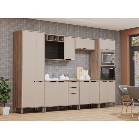 Cozinha Modulada Compacta 6 Peças com Espaço para Forno e Micro-ondas sem Tampo Aspen Luciane Móveis
