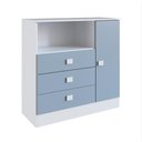 Ver imagem 1 de Cômoda Percasa 3 Gavetas 1 Porta 90.5 cm MDP Azul com Corrediças Telescópicas