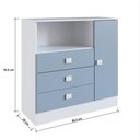 Ver imagem 2 de Cômoda Percasa 3 Gavetas 1 Porta 90.5 cm MDP Azul com Corrediças Telescópicas