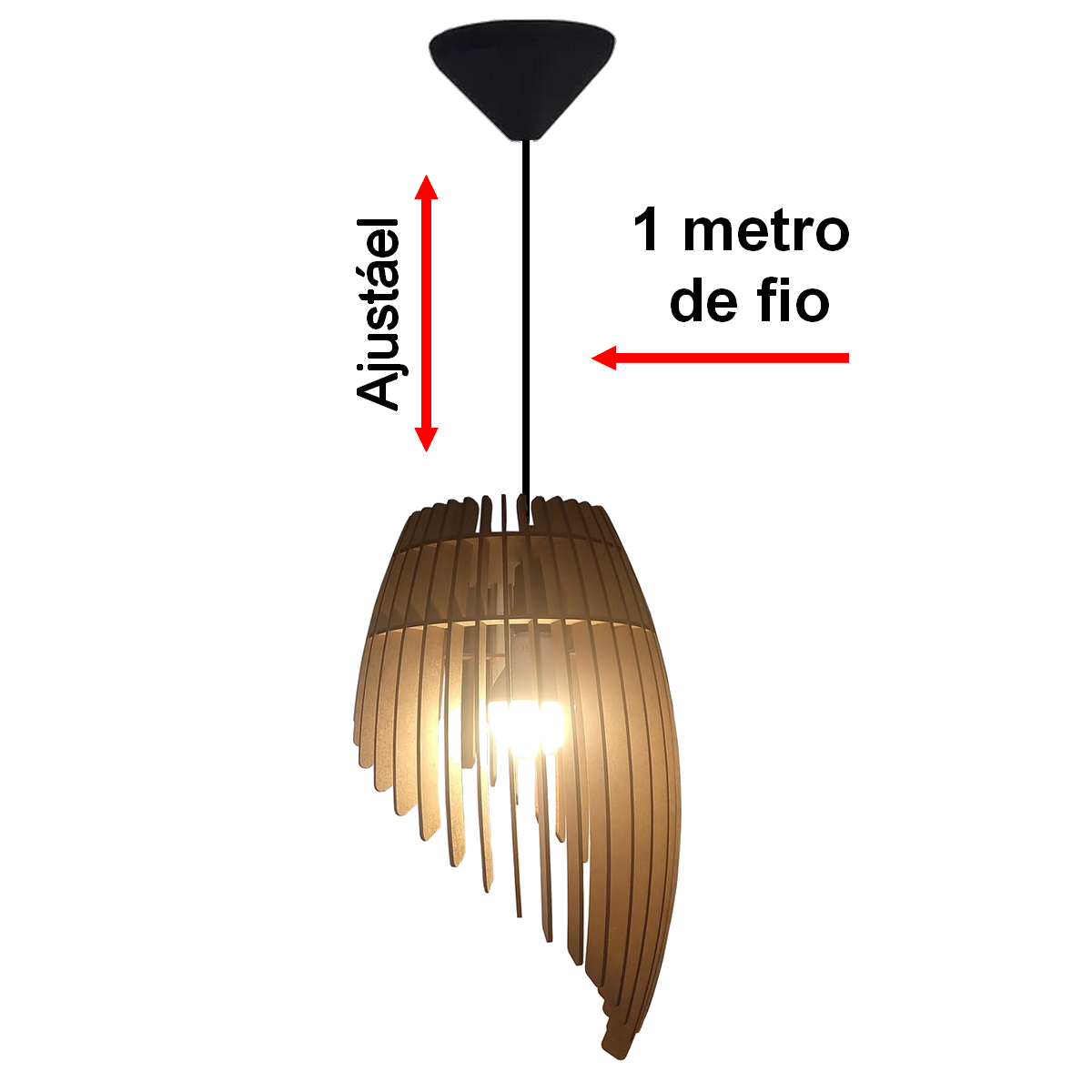 Lustre Luminária Pendente de Madeira Mdf Mod. Orbit - 3