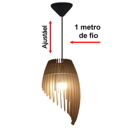 Lustre Luminária Pendente de Madeira Mdf Mod. Orbit - 3
