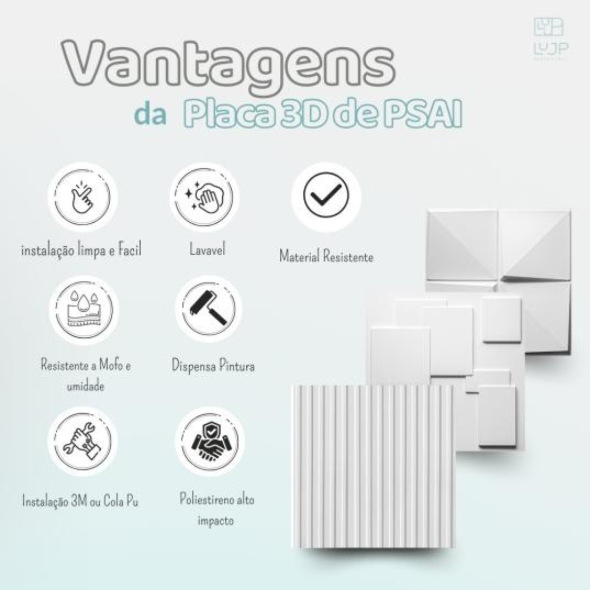 Kit 5 Placas Painel Ripado Revestimento Parede Resistente Flexivel Sustentavel 50cmx50cm 3d Pvc - 3